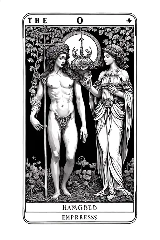 The Hanged Man And The Empress Tarot Card