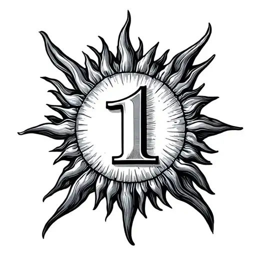 Indicate Sun And Number 1 On Forearm