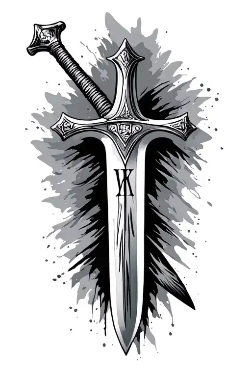 Cross Sword With Roman Numerals