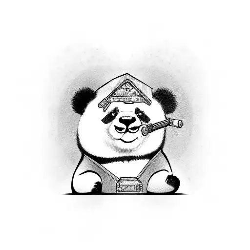 Cartoon Panda With A Toolbox Fixing A Heart