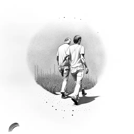 Father And Son Walking Together