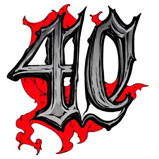 410 In Gothic Font Red Ink