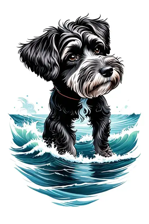 Portuguese Water Dog And Ocean