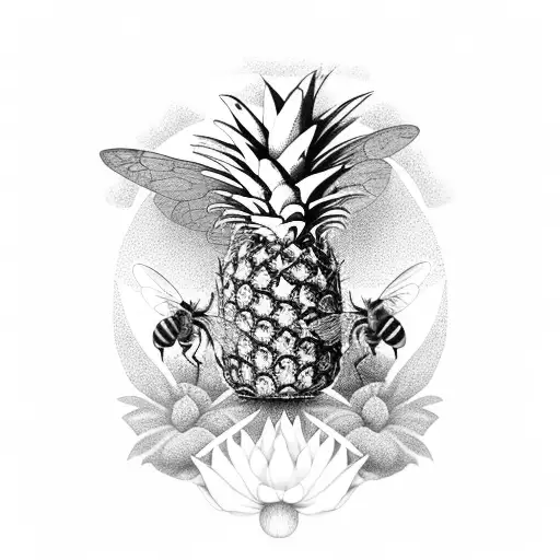 Pineapple With Honey Bee