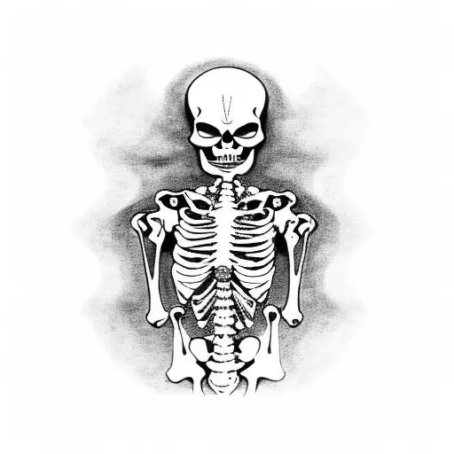 A Black And Grey Tattoo Of A Meditating Skeleton Sitting Cross-legged Surrounded By Tropical Flowe