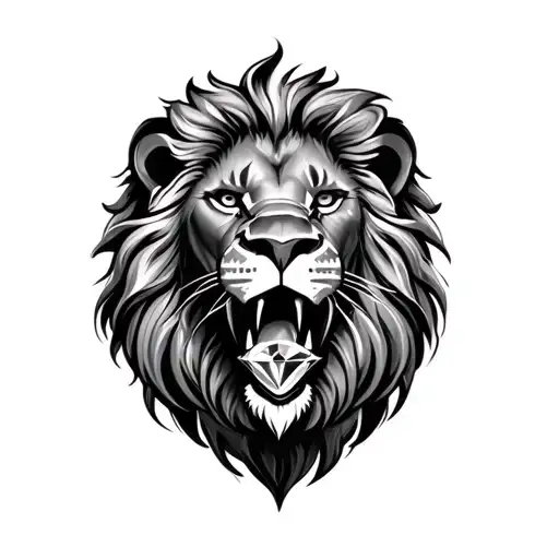 Lion With Diamond In Mouth 3D