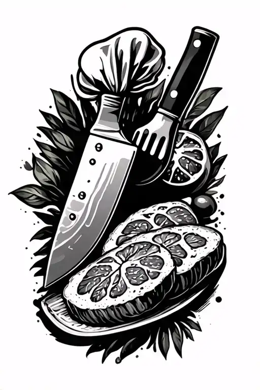 Chef Knife And Food