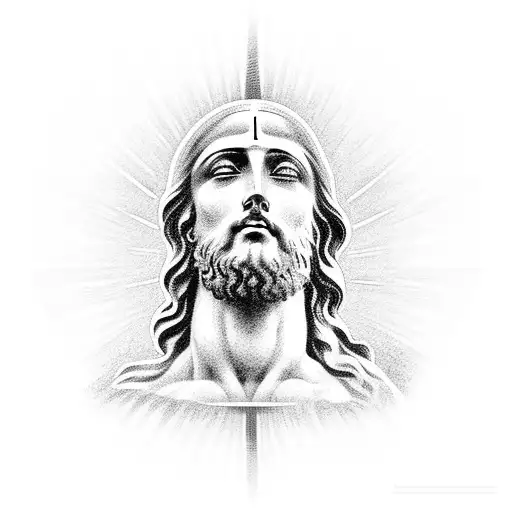 The Statue Of Christ The Redeemer With A Dove Up Above Shining Rays Of Light