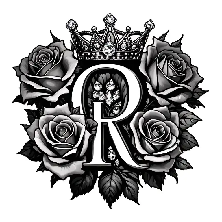 R With Roses And Diamonds With A Crown