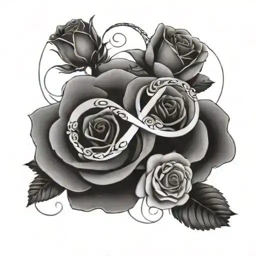 Infinity Loop With Roses Blooming With The Names Isabelle Gracie And Poppy Rose