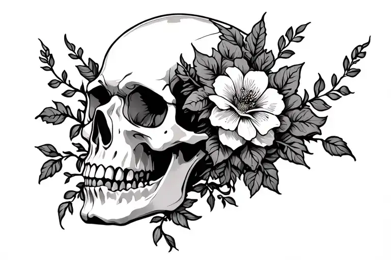 Floral Vines Growing Out Of A Skull