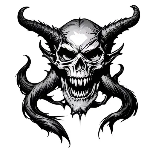 The Demon Skull Looks Straight And Grins