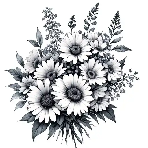 Chryanthemum And Larkspur Flower Bouquet Mother Daughter