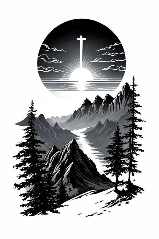 Sunset With Mountains Incorporate God