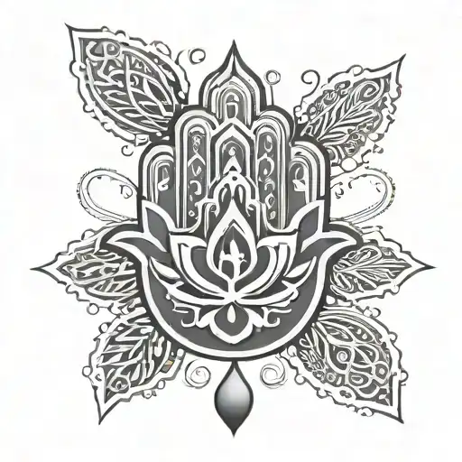 Cute Jewish Khamsa Simple Line Drawing