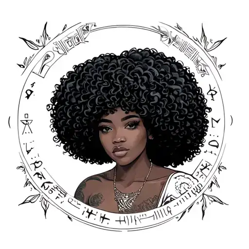 Virgo Zodiac Sign With Black Woman With Afro