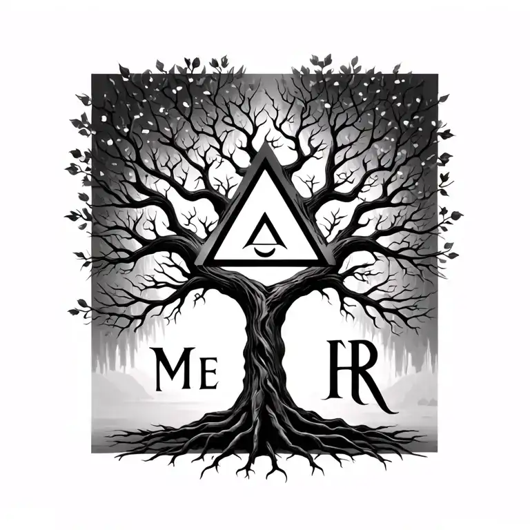 Tree Of Life With Letters M E R With Triangle