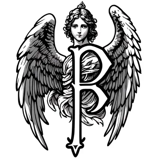 Angel With Wings Initial P Letter