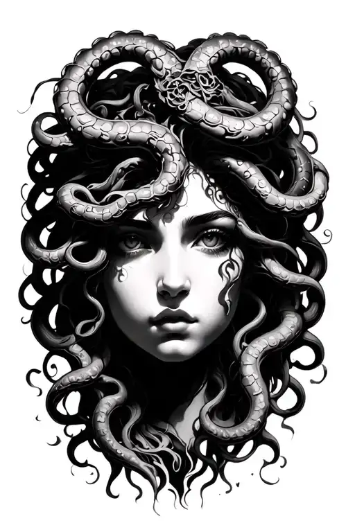 The Female Face Of Medusa Gorgon Is Beautiful