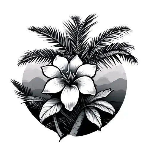 Palm Tree With A Flower