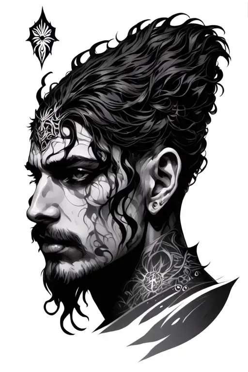 Portrait Arcane Style Tattoo Featuring Vander
