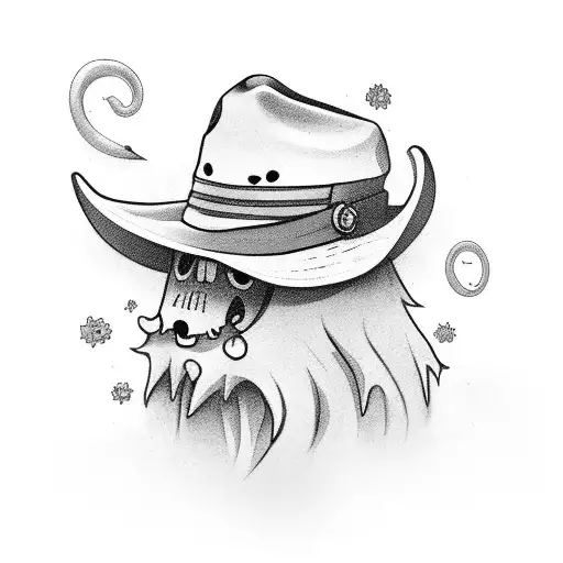 Cartoon Ghost With And Cowboy Hat