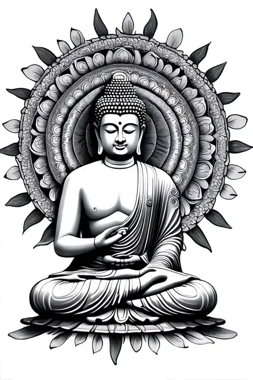 Buddha Sitt Statue With Mandala