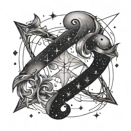Pisces And Sagittarius Constellation Intertwined