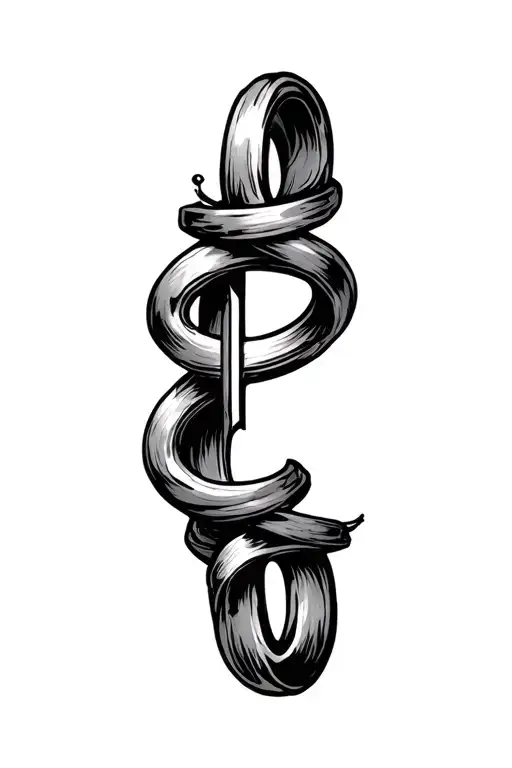 Letter P As The Center Of A Ring That Wraps Around The Ring Finger