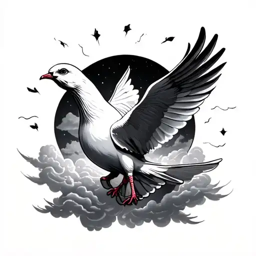 Dove And Clouds With Rip Mom In The Background