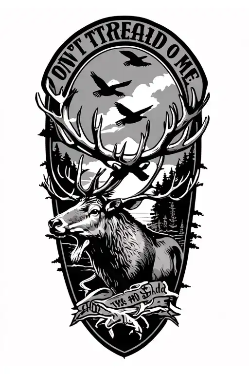 Elk And Deer With Ducks Flying And Don't Tread On Me