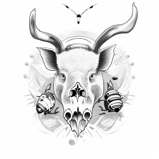 Boar Skull With Bees
