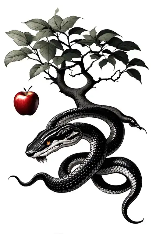 Snake With Tree And Apple