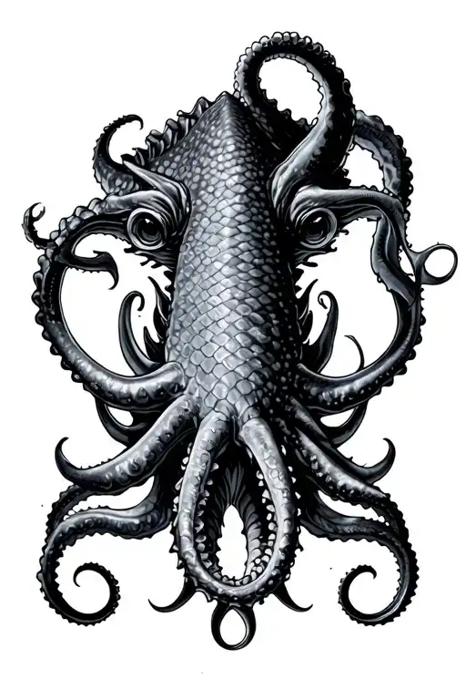 Kraken Above A Angler Fish