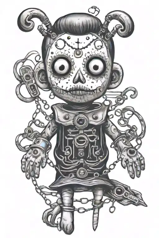 Creepy Vodoo Doll With Safety Pins And A Horror Vibe