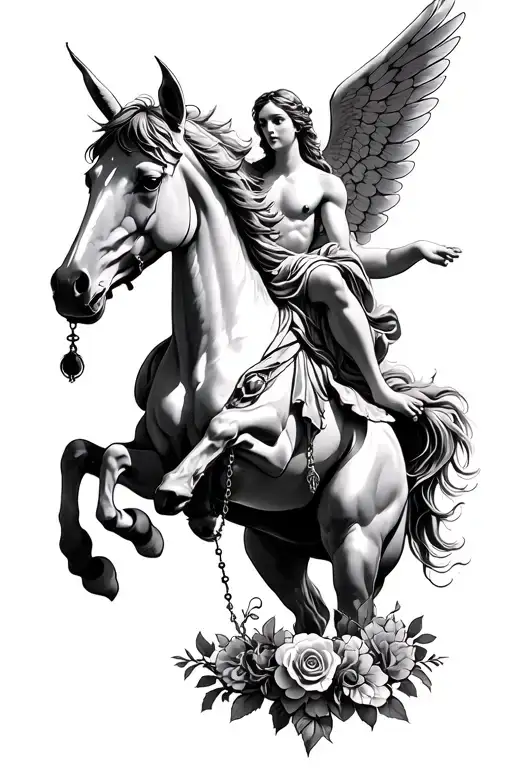 Centaur Being Rided By Half Angel And With Rosary
