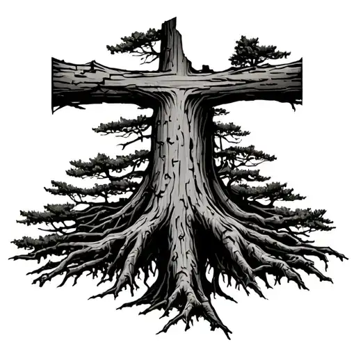 Cross Out Of A Redwood Tree