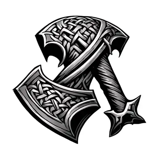 Viking Celtic Weave Thors Hammer Sleeve