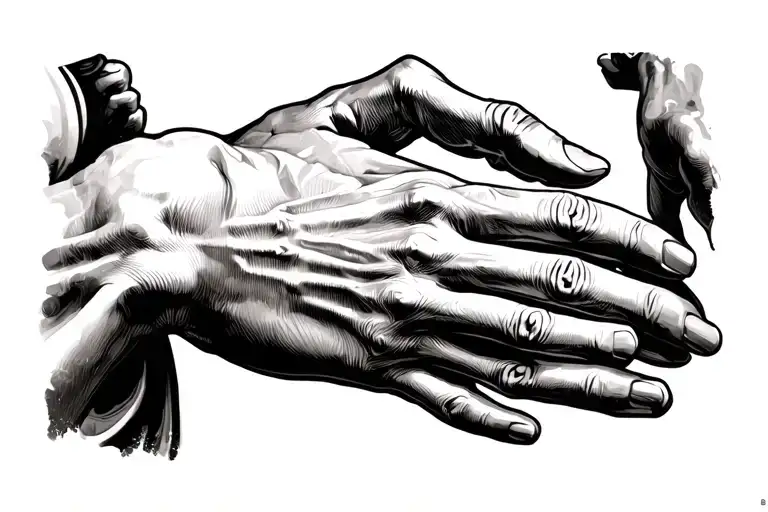 Create A Tattoo Featuring Michelangelo's Iconic Hands With Something In Honor Of My Dead Father