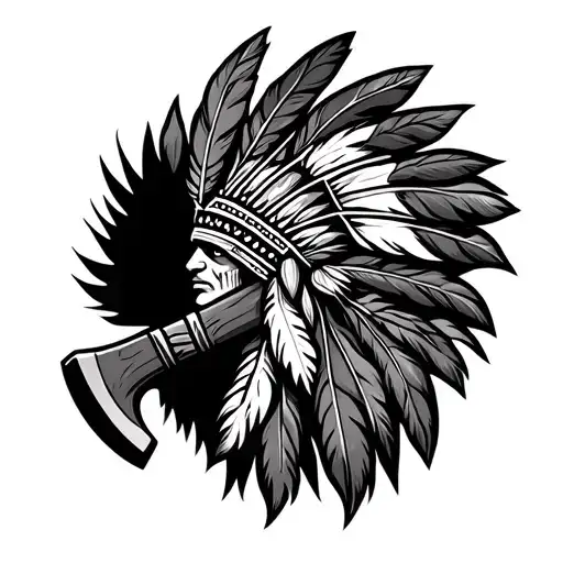 Get Tattoos From An Ax With Feathers With The Energy Of The Native American Indians