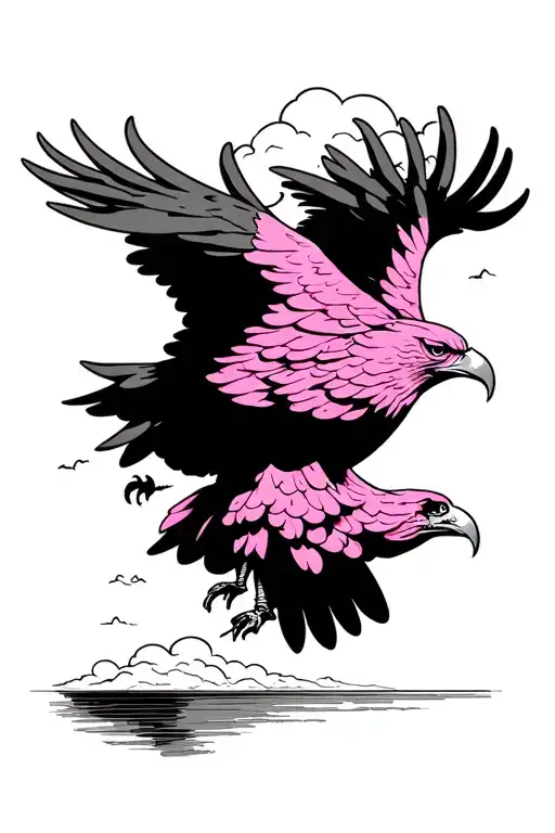 Pink Eagle Cloud With Horizon