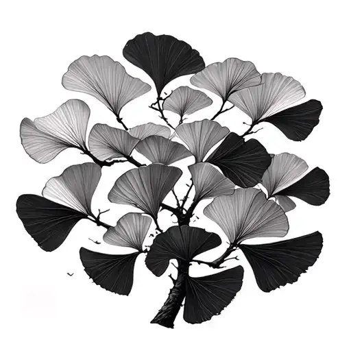 Ginkgo Leaves On A Tree Branches Stretching Towards