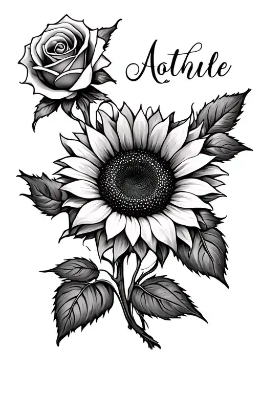 Roses Sunflower Name Incorporated Within