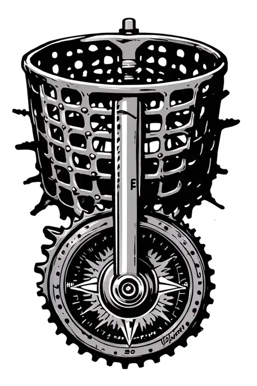Disc Golf Basket And Mountain Bike Cranks Compass