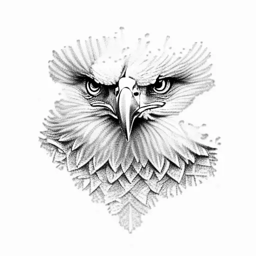 Eagle Covered In Snow On A Limb