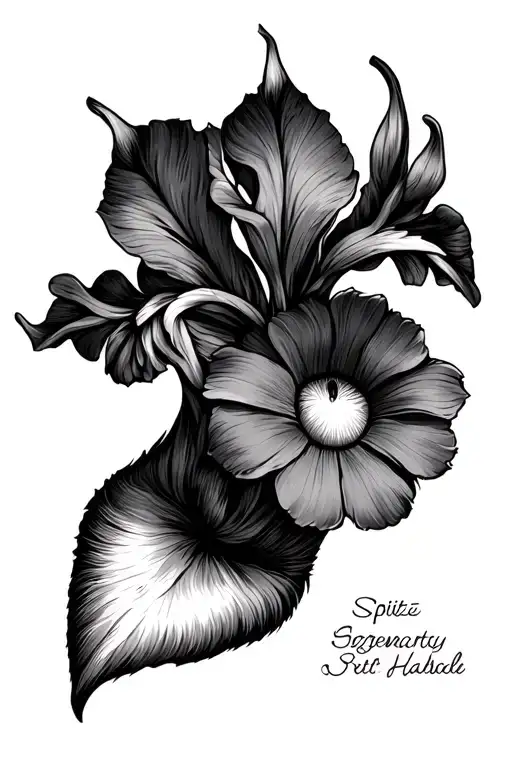 Spitz Dog Paw With Iris Flower