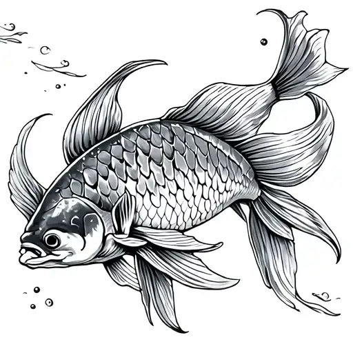 Aquarius Sleeve Tattoo Featuring Koi Fish Swimming