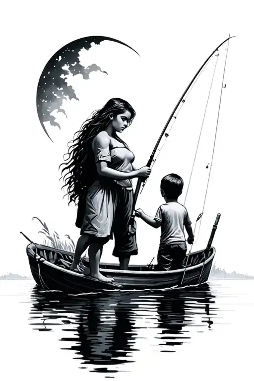 Woman Fishing With 2 Small Boys Don't Cry