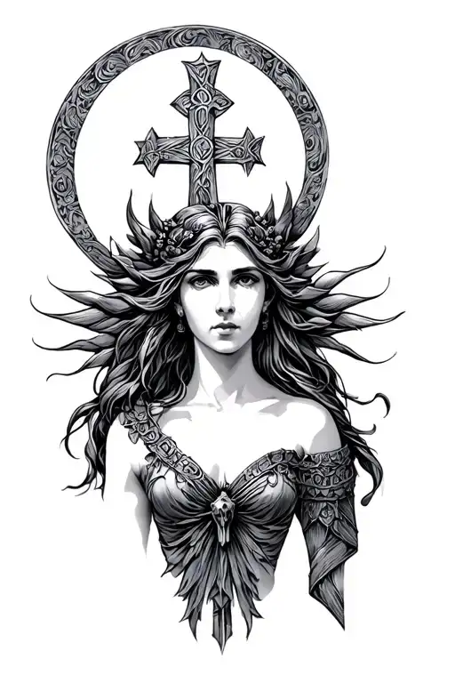 Artemis Greek Goddess Moon Bow Forming Cross