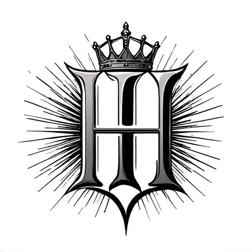 Letter H With A Crown Above It And Light Shining In The Back